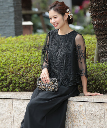 ラウンドネックワイドパンツセットアップ/319096