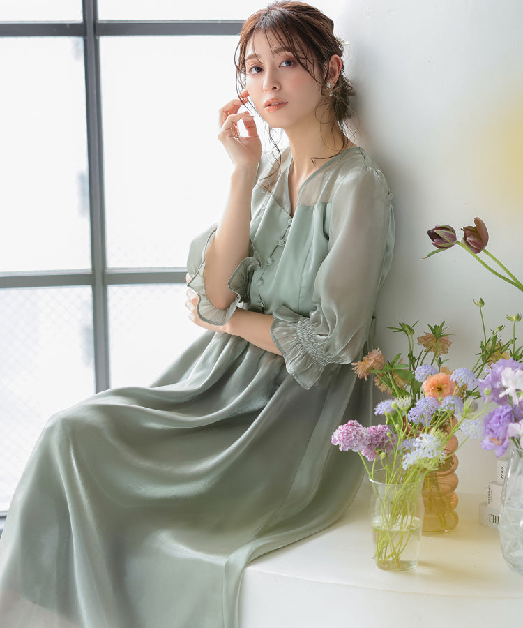 シャイニーシフォンギャザードレス/22321169