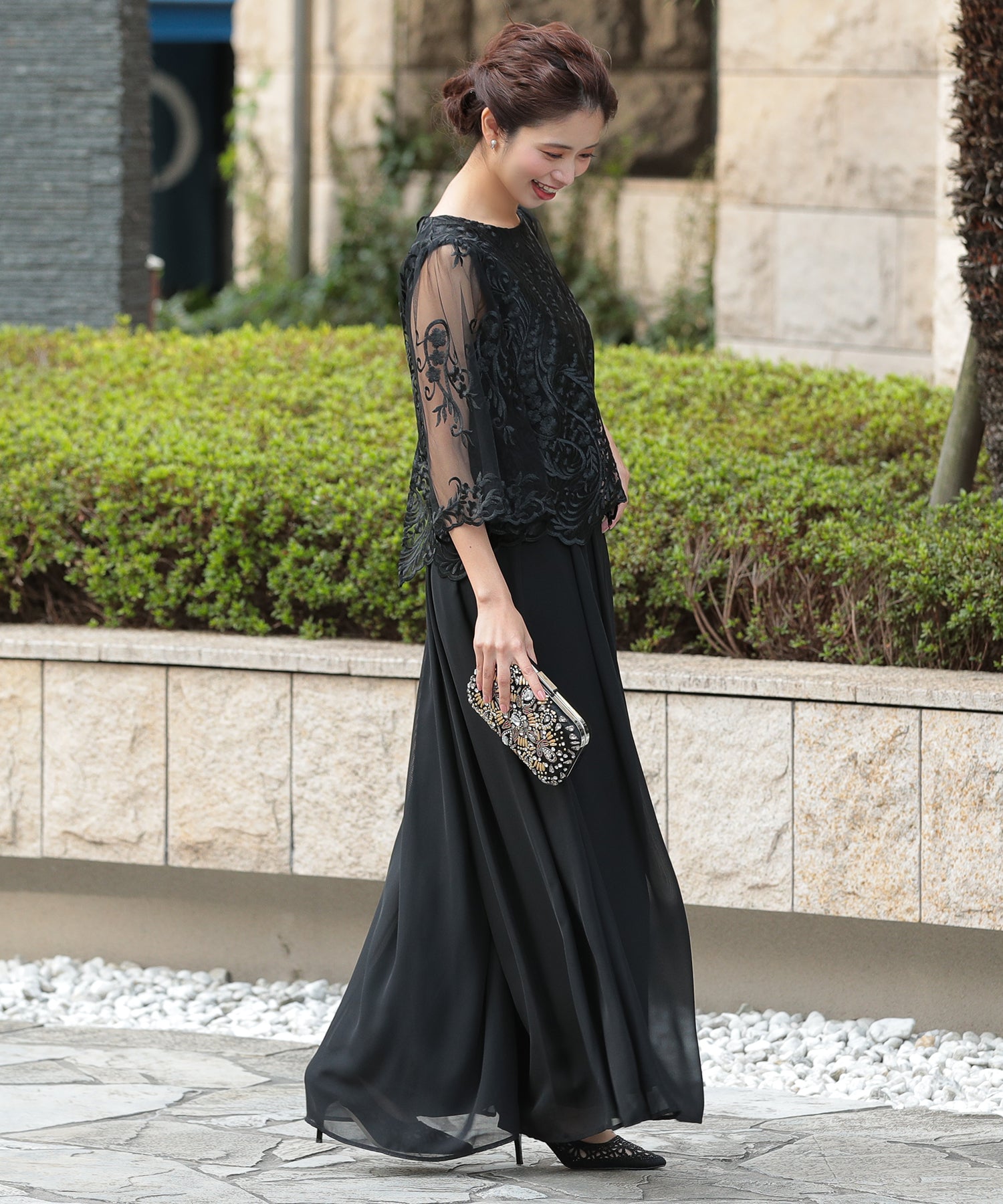 ラウンドネックワイドパンツセットアップ/319096