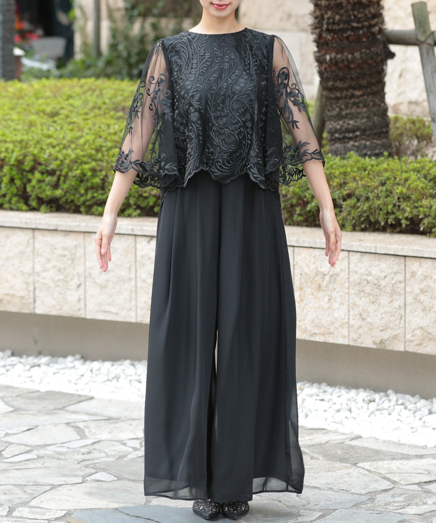 ラウンドネックワイドパンツセットアップ/319096