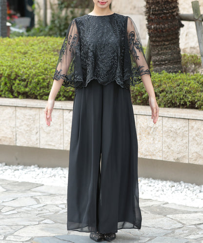 ラウンドネックワイドパンツセットアップ/319096